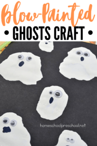 Blow Painted Ghosts Preschool Halloween Craft