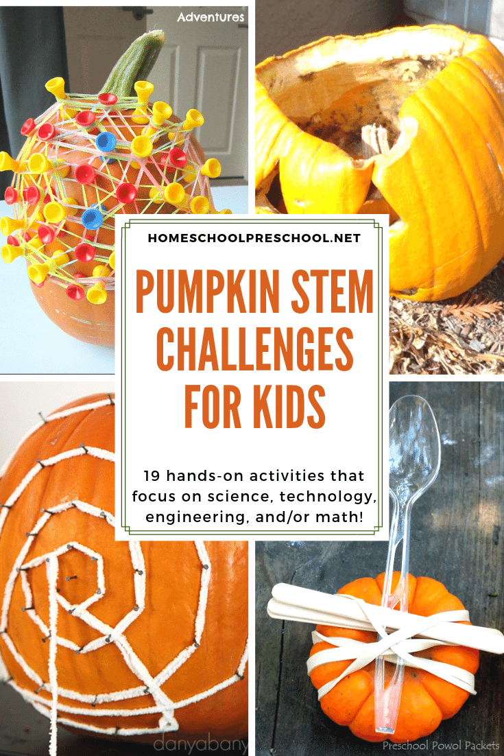 Bring pumpkins into your homeschool preschool lessons with these pumpkin theme activities! Kids will love these hands-on pumpkin STEM activities for kids.