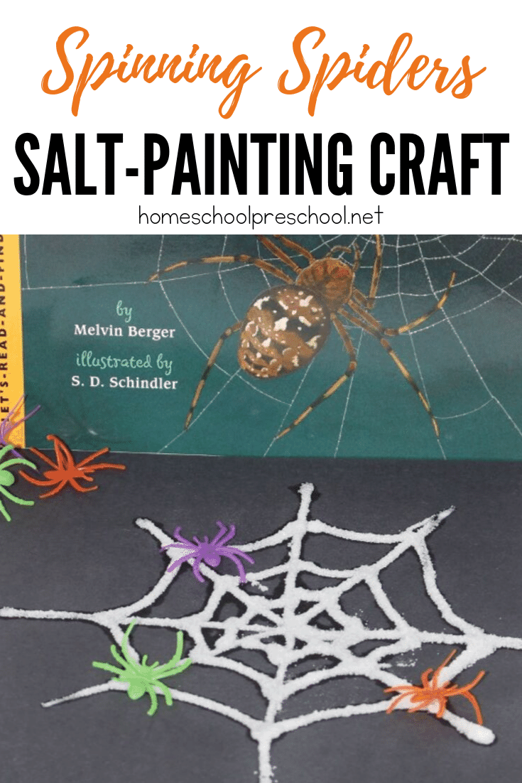 Discover a great nonfiction spider book for kids, a fun salt painted spider web craft, and a spider-themed math printable! It's perfect for October!