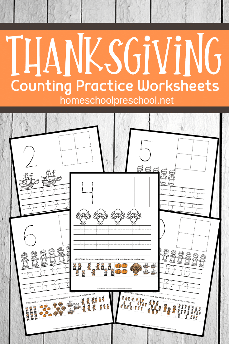 Your preschoolers will love practicing counting to ten with these Thanksgiving counting worksheets. Add them to your holiday math centers!
