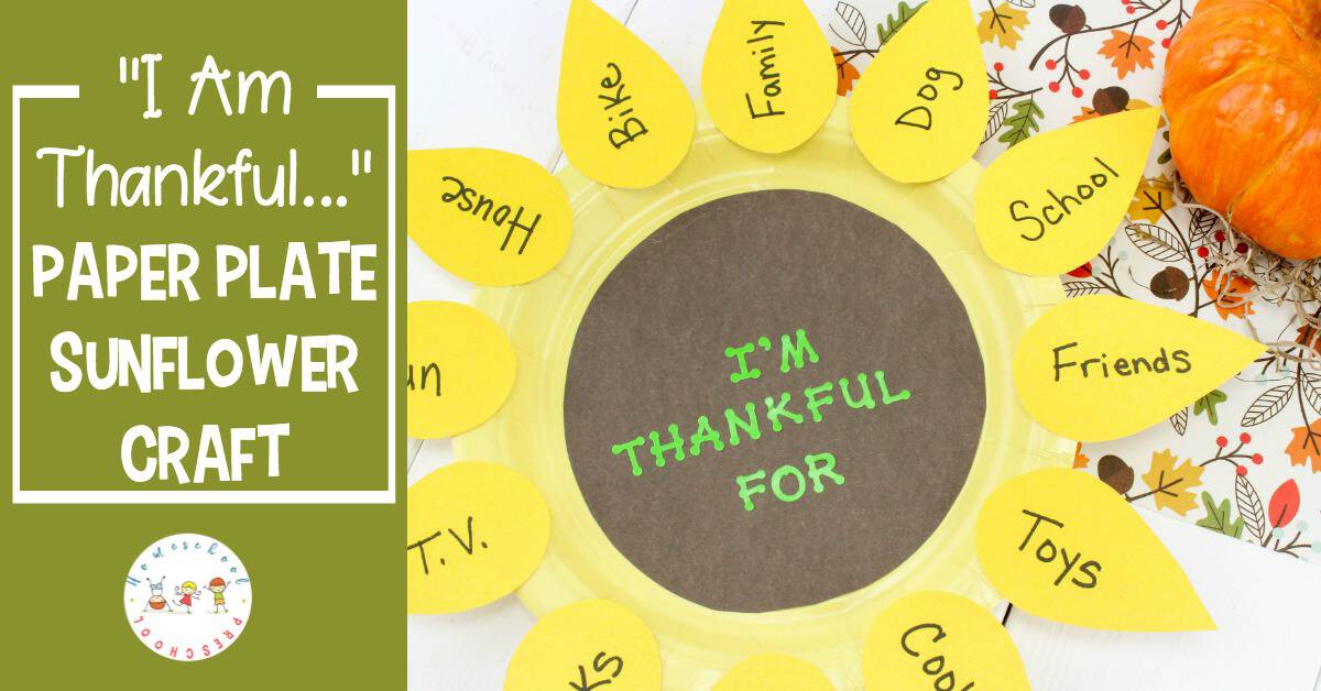 thanksgiving-paper-plate-craft Thankful Sunflower Paper Plate Craft for Preschoolers