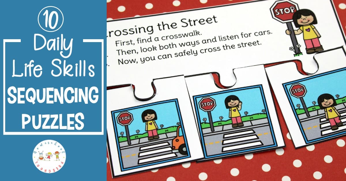 Kids can learn the order of things with these 3 step sequencing puzzles. Each puzzle features activities your preschoolers will encounter in their daily lives.
