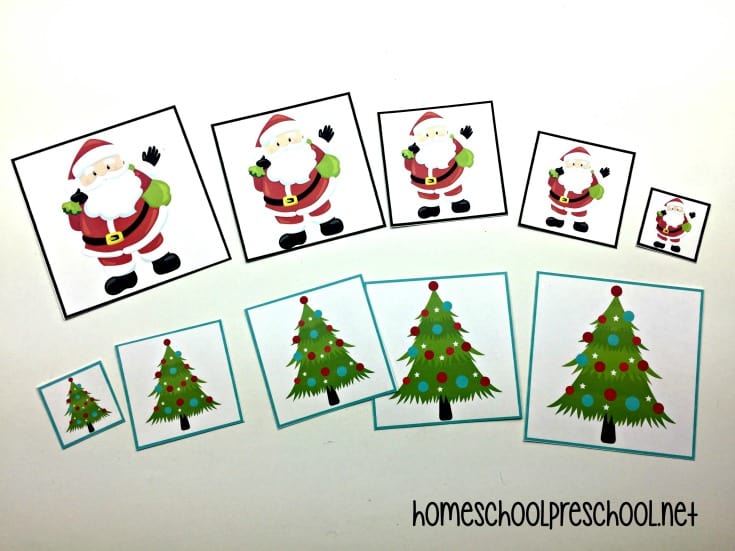 size-sequencing-cards Christmas Size Sequencing Cards for Preschool