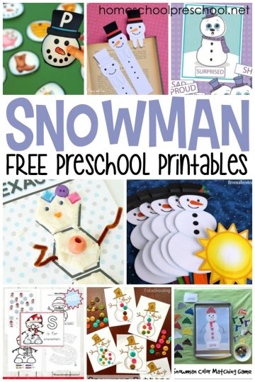 Preschool Snowman Printables, Books, and Activities