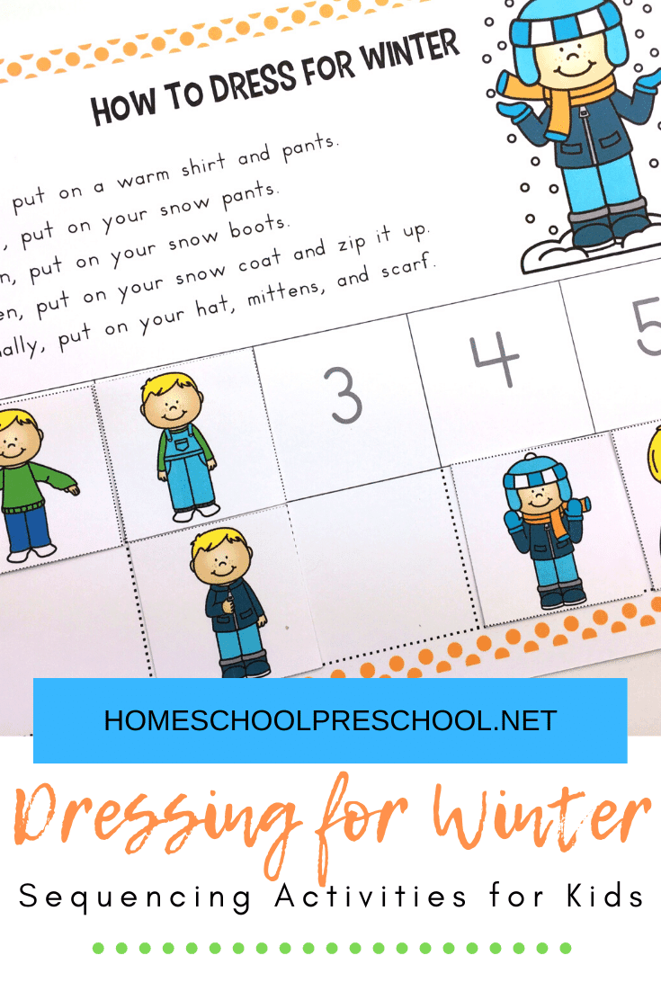 This How to Dress for Winter sequencing for preschoolers activity pack is a great visual to help little ones practice independence as they get dressed this winter.