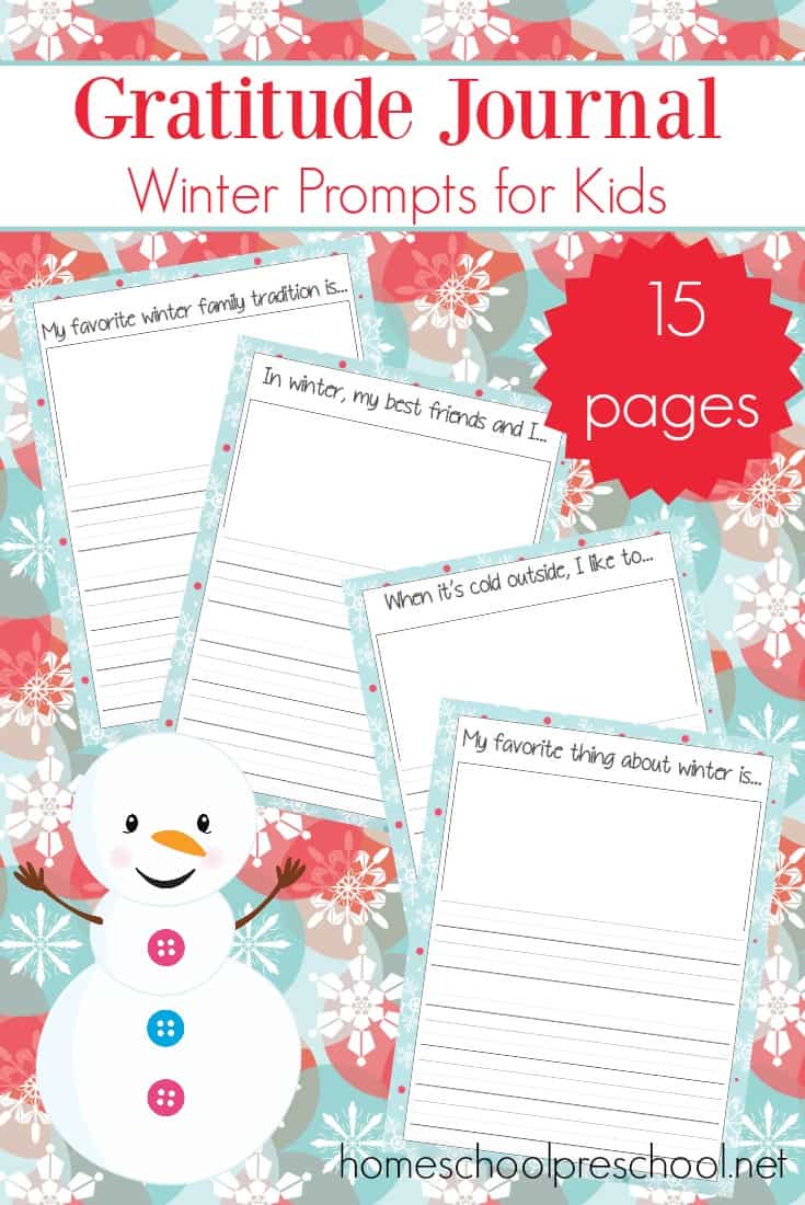 Gratitude isn't just for November! Kids can spend some time this winter focusing on the things they're thankful for with this winter gratitude journal for kids.