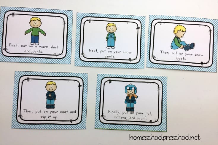 This "How to Dress for Winter" sequencing for preschoolers activity pack is a great visual to help little ones practice independence as they get dressed this winter.