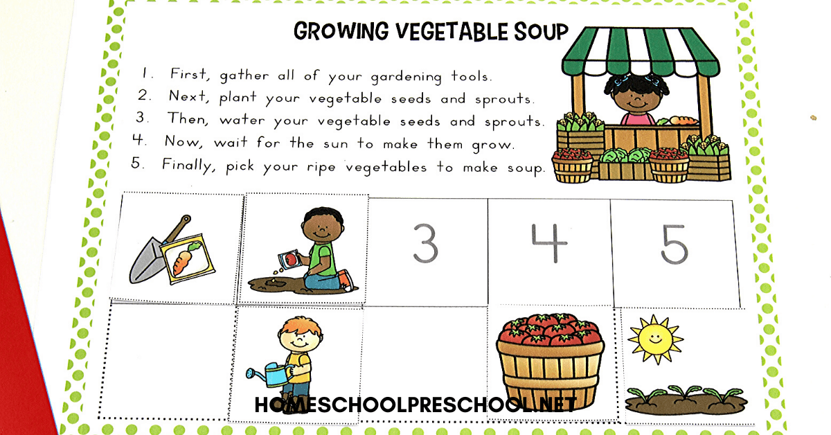 Printable Growing Vegetable Soup Story Sequence Cards
