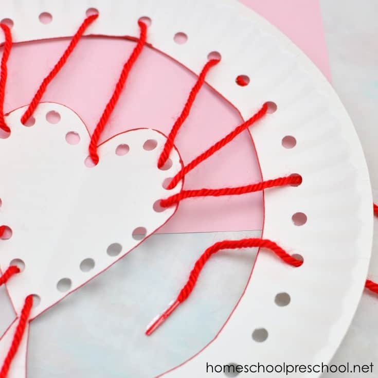 lacing-crafts-for-kids Valentine's Day Paper Plate Craft for Kids