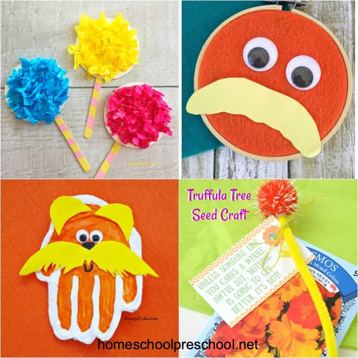 Add these Lorax inspired crafts to your Dr Seuss activities! Your preschoolers are sure to love each one. They'll be begging to do just one more!