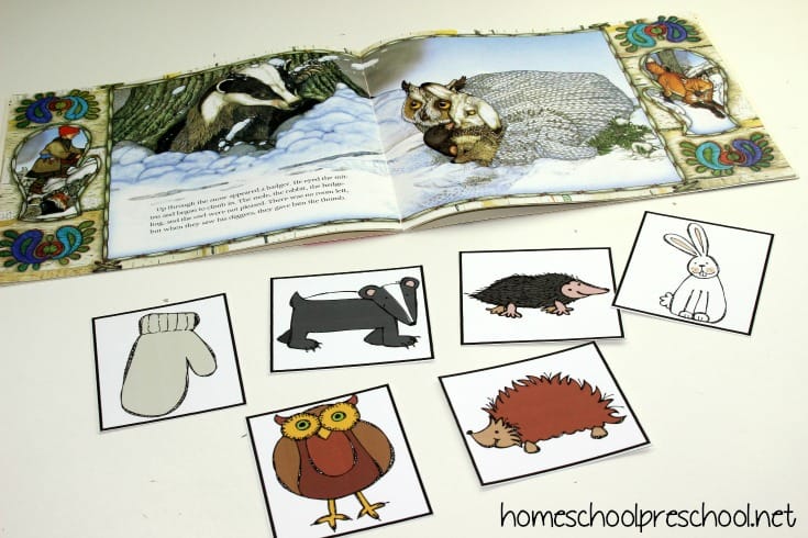 Young learners will practice ordering events with this set of  The Mitten story sequence activities. Set includes sequencing discs, mat, and character cards.