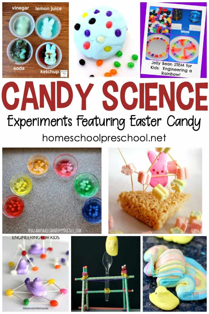 Engage your little ones with these amazing Easter candy science experiments! These activities feature Peeps, Skittles, jelly beans, and more!