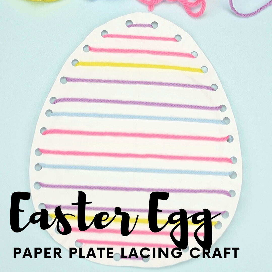 Lacing crafts are great for kids! They will build fine motor skills as they complete this fun Easter egg paper plate craft for kids! 