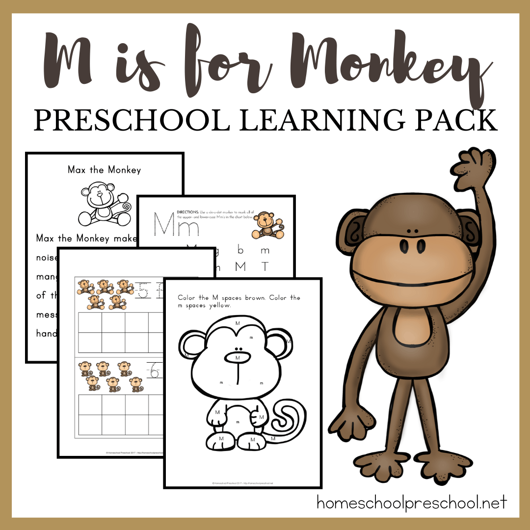 Focusing on the letter M or studying monkeys and zoo animals? This pack of free printable preschool monkey activities makes a great addition to your theme.