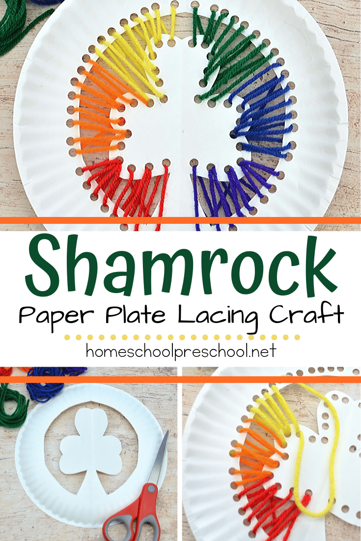 Your little crafters will love this St Patricks preschool shamrock craft! They'll build hand strength and motor skills with this fun lacing craft.