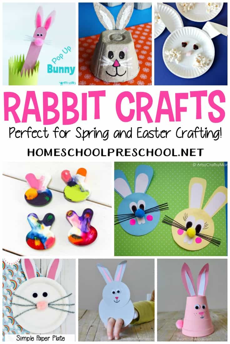 These rabbit crafts for preschoolers are perfect for your Easter, spring, and animal activities! Find masks, puppets, paper plate crafts, and more!
