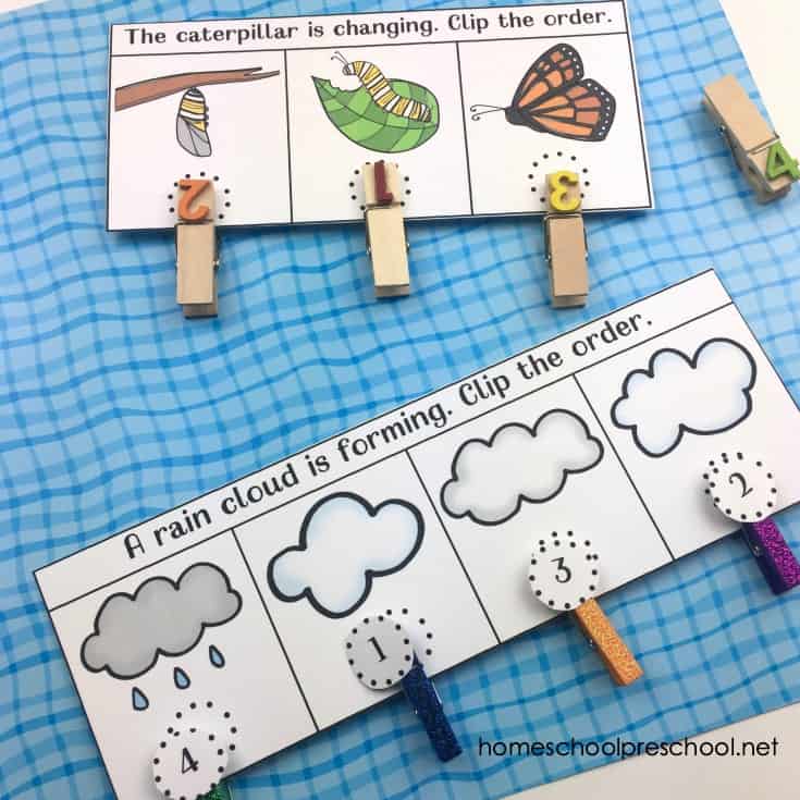 Kids will love ordering the events in this spring sequencing cards printable. This is a great way to introduce preschoolers to sequencing!