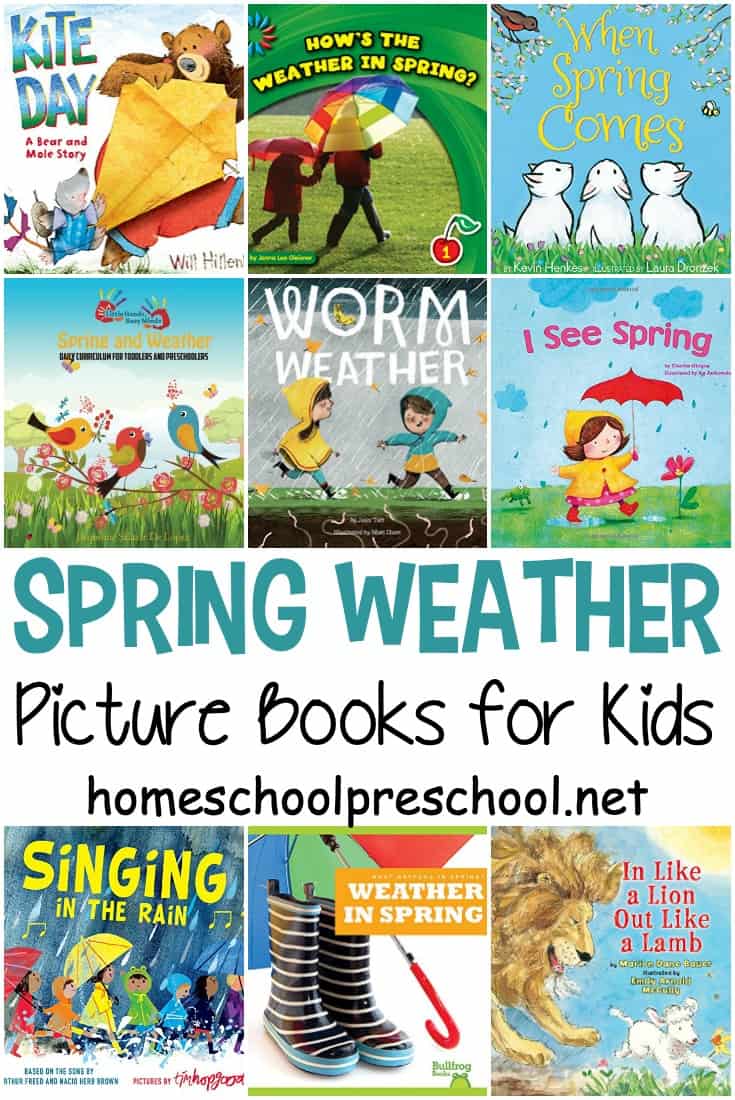 Rainbows, windy days, and spring showers. These spring weather books for preschoolers will help them learn more about the weather this time of year.