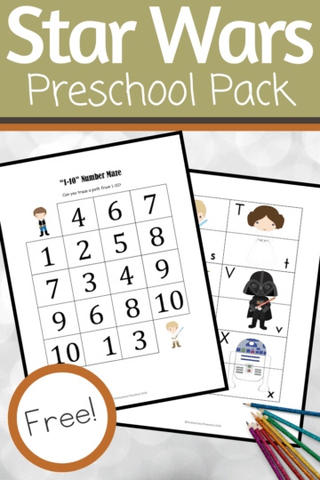 Free Printable Star Wars Preschool Learning Pack