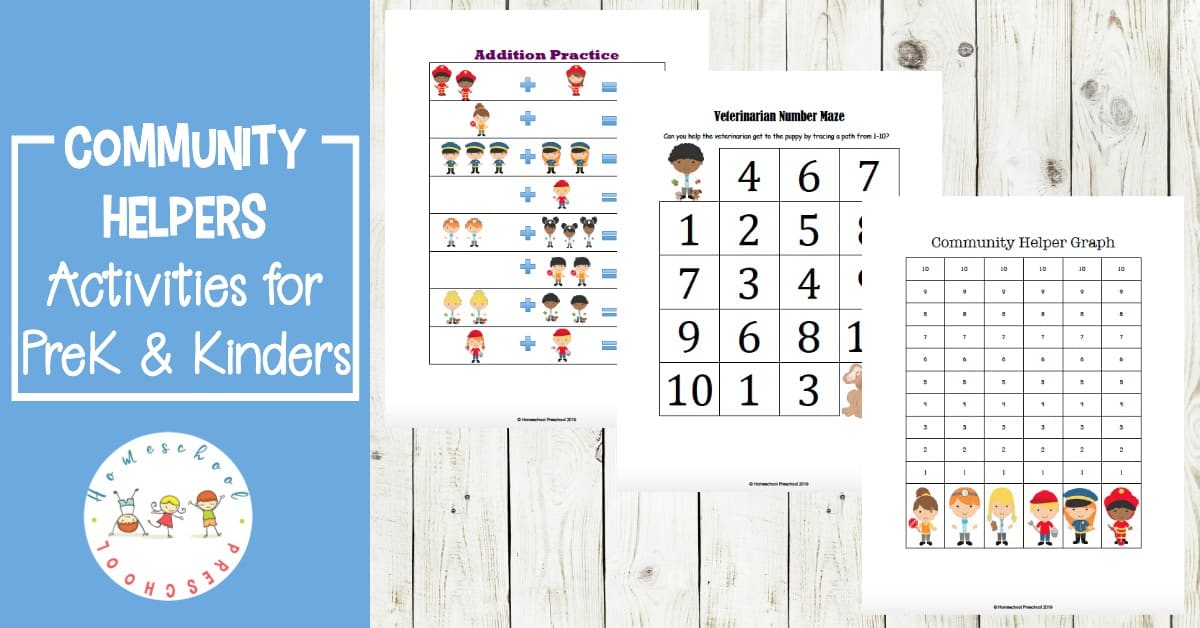 Work on early math and literacy skills with this community helpers preschool learning pack. Counting, addition, handwriting, and more!