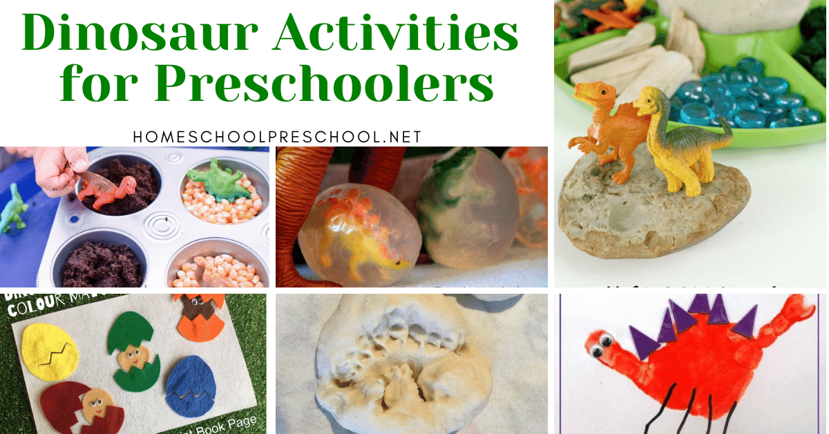 If you have a preschooler that is interested in dinosaurs, why not take that interest and turn it into a dinosaur preschool theme in your homeschool!