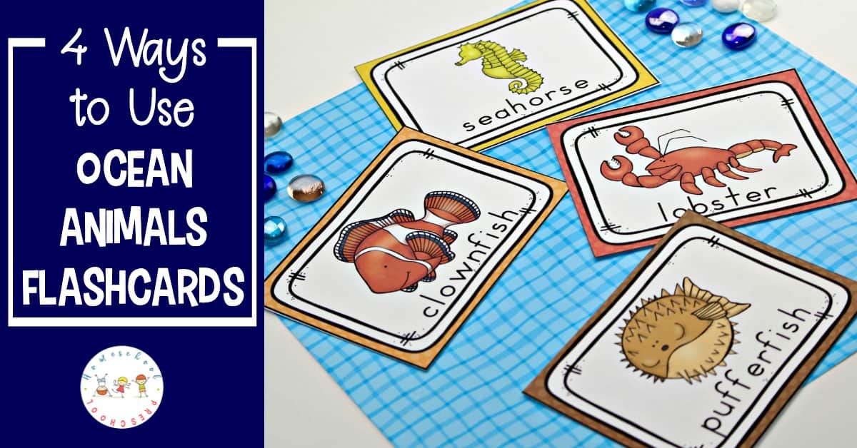 Preschoolers will have fun using these free printable ocean animals flashcards to learn the names of more than 20 ocean animals!