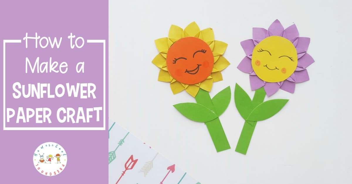 This sunflower paper craft is a great activity for kids to do on a long hot summer day. It is a great opportunity for kids to work on scissor skills.
