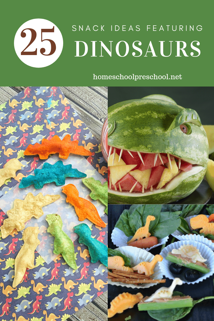 Create one or more of these dinosaur snack ideas for your dinosaur theme. During your dinosaur studies or a dinosaur party, your kids will love these ideas.