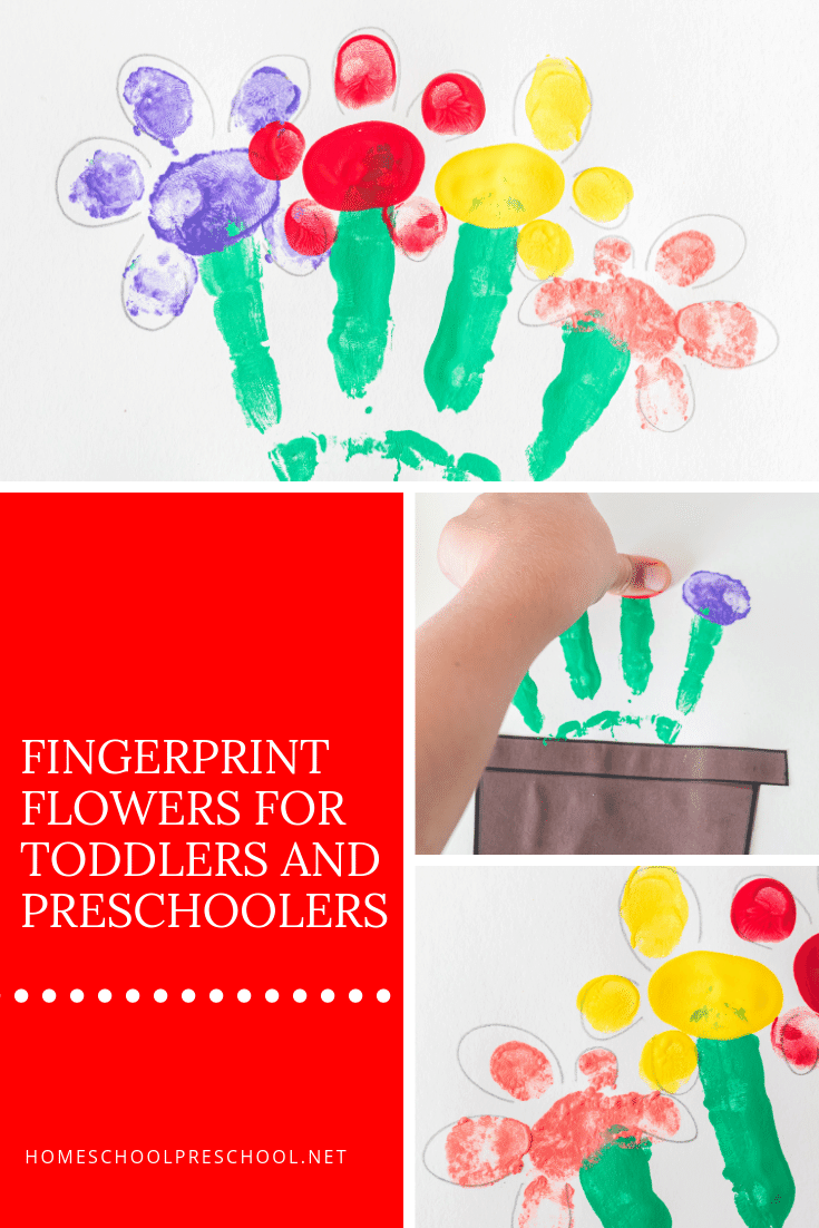 Simple Fingerprint Flowers Art for Preschoolers