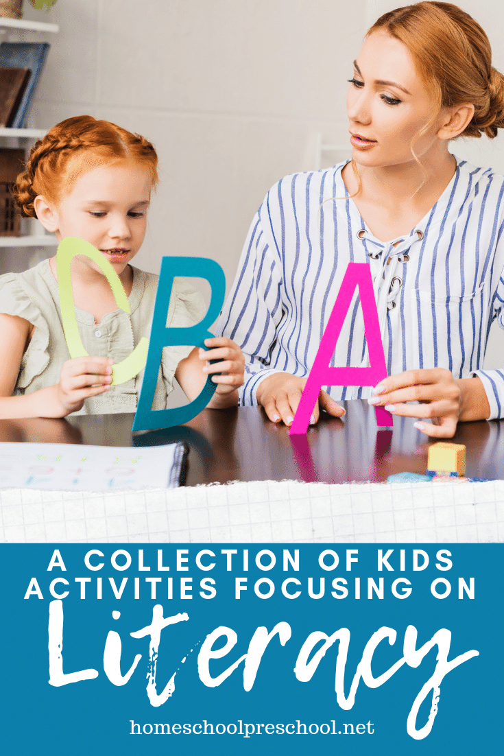 Build your preschoolers reading skills with one or  more of these literacy activities for preschoolers. Find crafts, printables, book lists, activities, and more.
