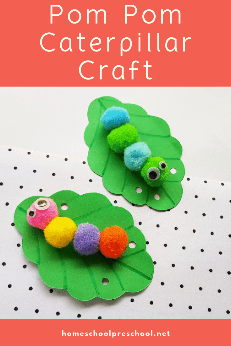 Looking for an easy caterpillar preschool craft? Our simple pom pom caterpillar craft includes a printable template, making it perfect for home and school.