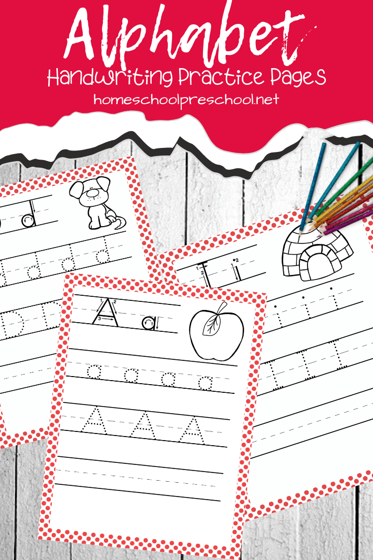 Use these pages to create a handwriting workbook for your little ones. These alphabet writing practice pages are perfect any time of year. 
