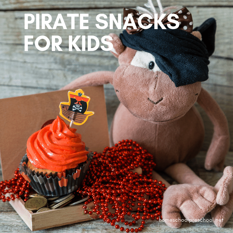 Fix one of these pirate themed snacks for preschool during your pirate-themed lessons. They're perfect for preschool parties, as well!