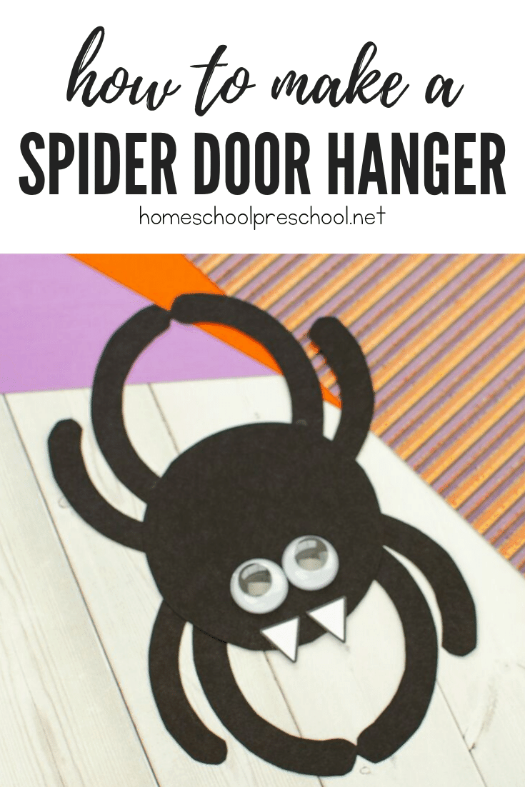 This preschool spider craft is perfect for October! As you head into Halloween, kids will love making this fun spider door hanger. The free template makes it a breeze!