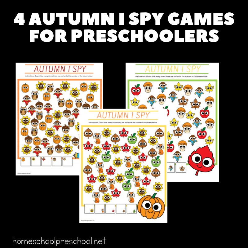 Don't miss your chance to download and print this Autumn I Spy Preschool Game pack! It's perfect for counting and visual discrimination for kids.