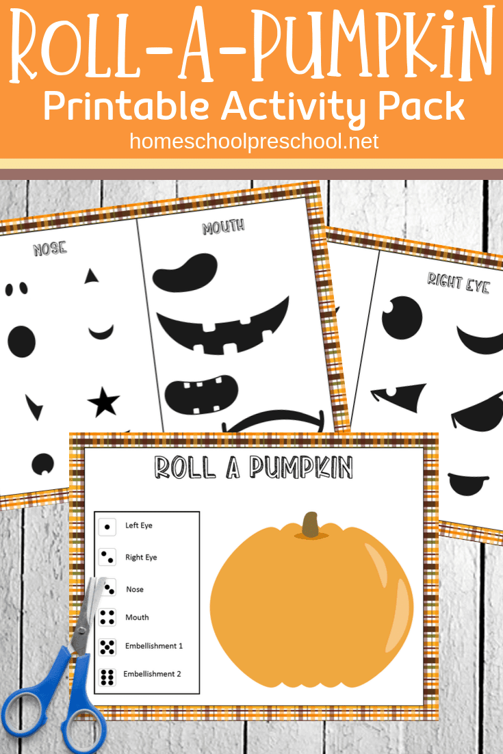 Grab your copy of this printable Roll a Pumpkin game! It's perfect for your preschool Halloween festivities at home or in the classroom. 