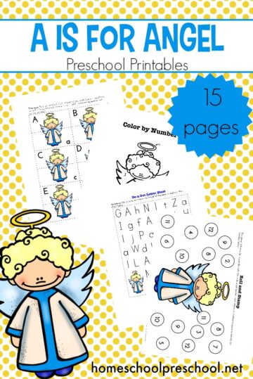 A is for Angel Printables for Preschool and Kindergarten