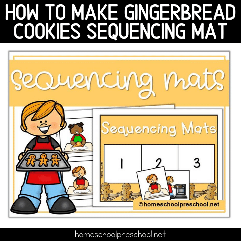 This Christmas, preschoolers can practice sequencing with this 3-step gingerbread sequencing mat. Available in both color and line art. 