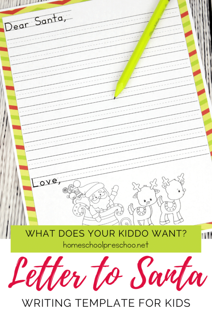 Printable Letter to Santa Template for Preschoolers