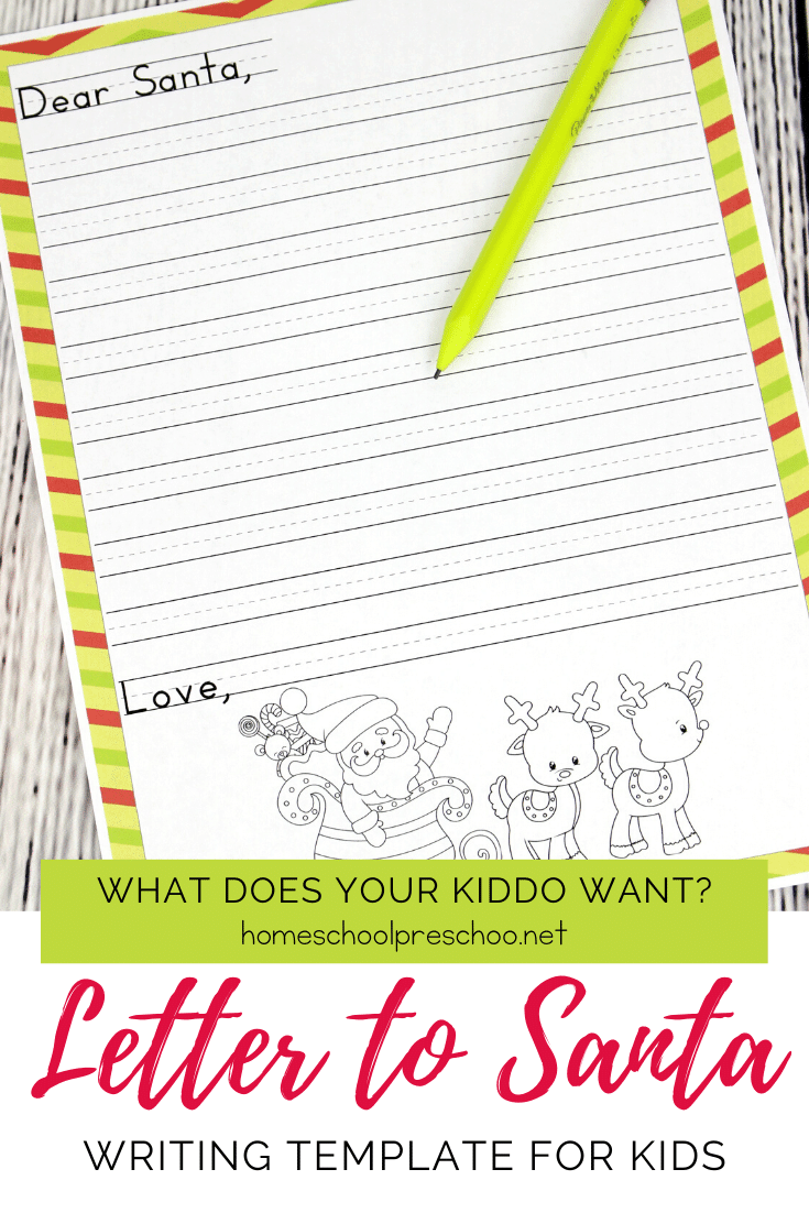 Have the kids write their Christmas wish list on this adorable letter to Santa template! This is a free printable! Just download and print.