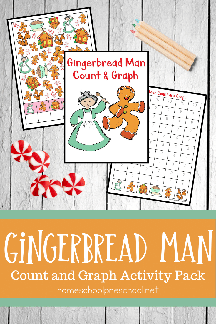 Grab these Gingerbread Man count and graph worksheets to add to your holiday math centers. They are perfect for preschool and kindergarten!
