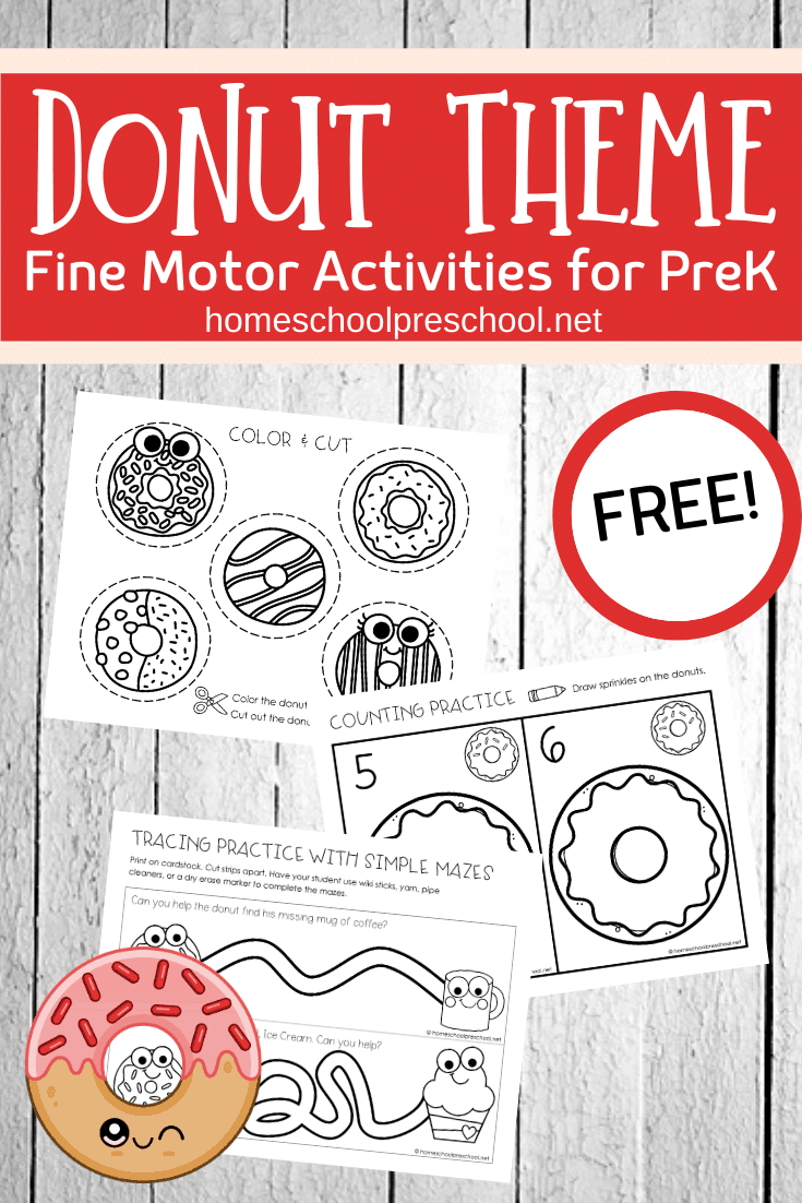 Don't miss these donut fine motor activities which include tracing practice, drawing, counting, and scissor practice with a fun donut theme!