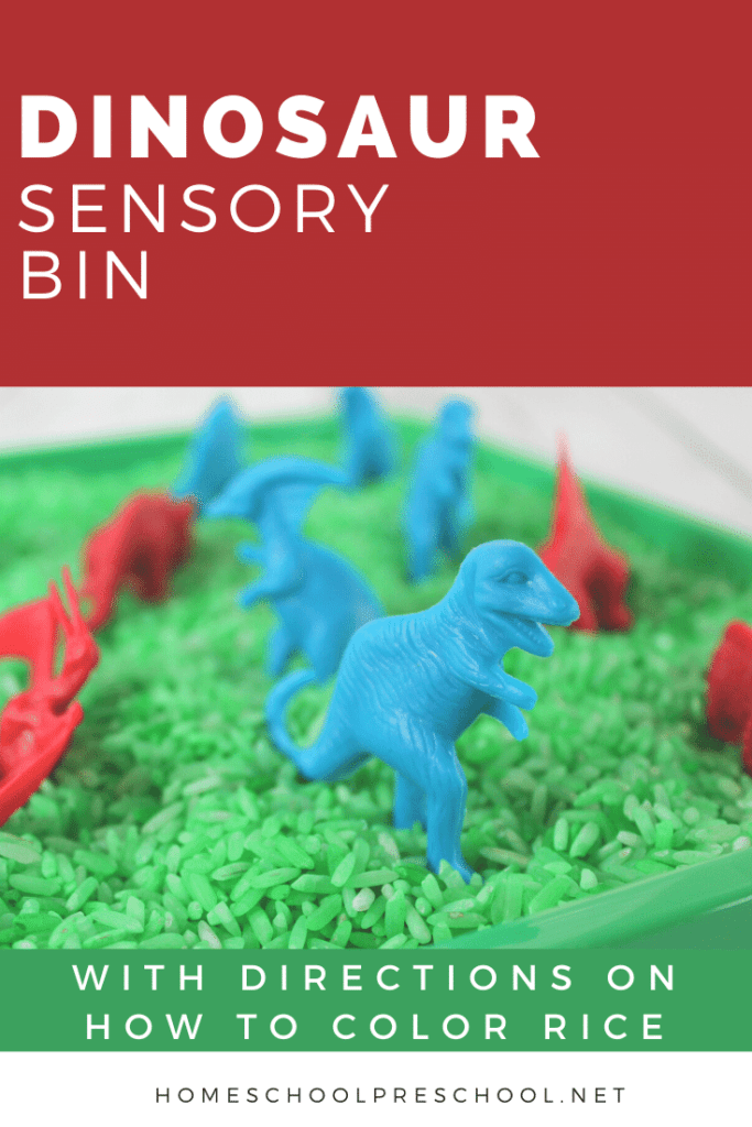 Dinosaur sensory play is perfect for dino lovers of all ages! This sensory bin is super simple to put together!