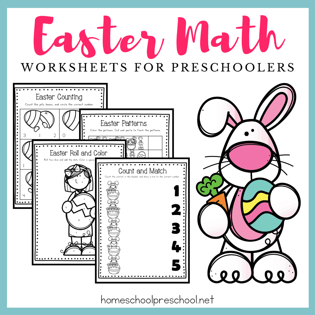 Download these Easter math worksheets for preschool to use with your little ones this spring. They'll work on number recognition and counting!