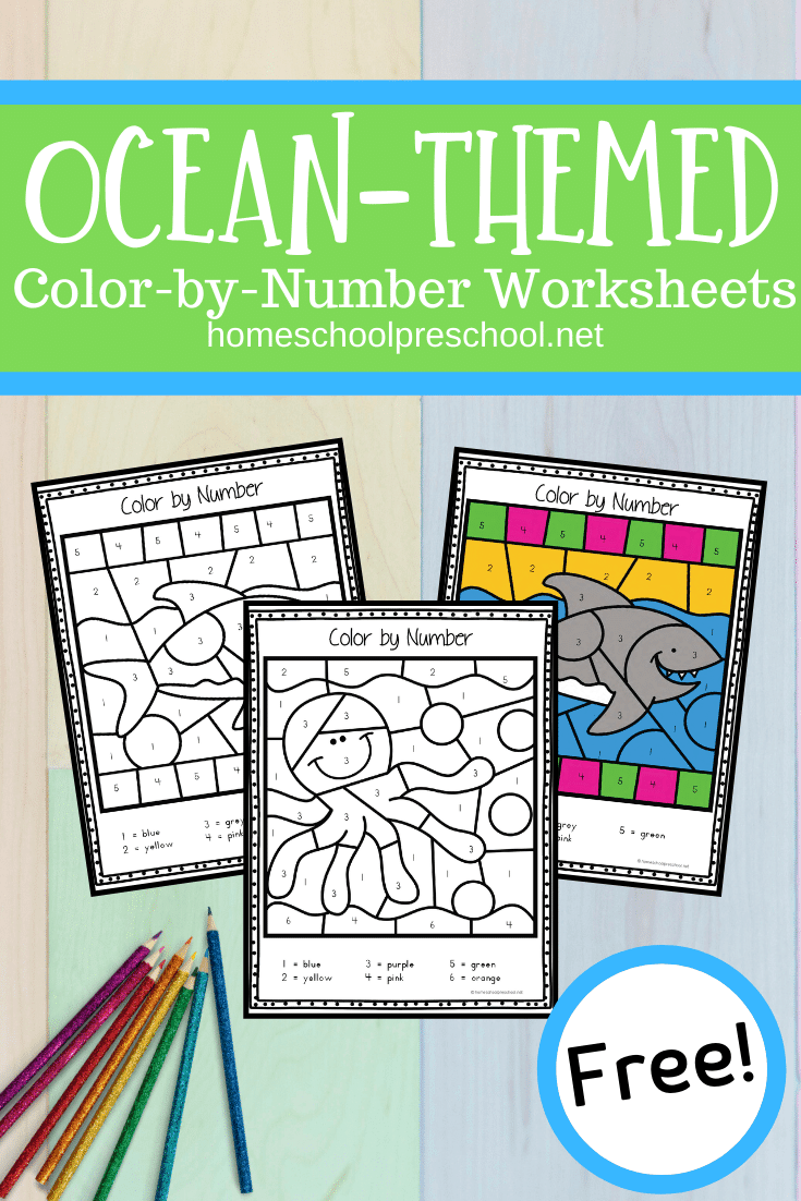 These color by number ocean animals are great for practicing number recognition and color words as well as building fine motor muscles.