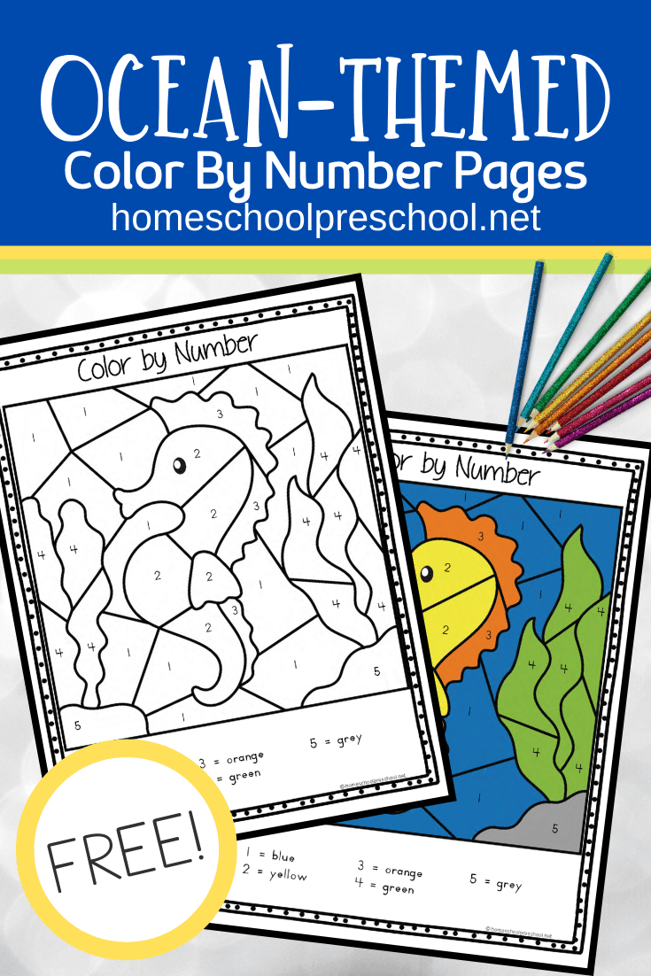 These color by number ocean animals are great for practicing number recognition and color words as well as building fine motor muscles. 