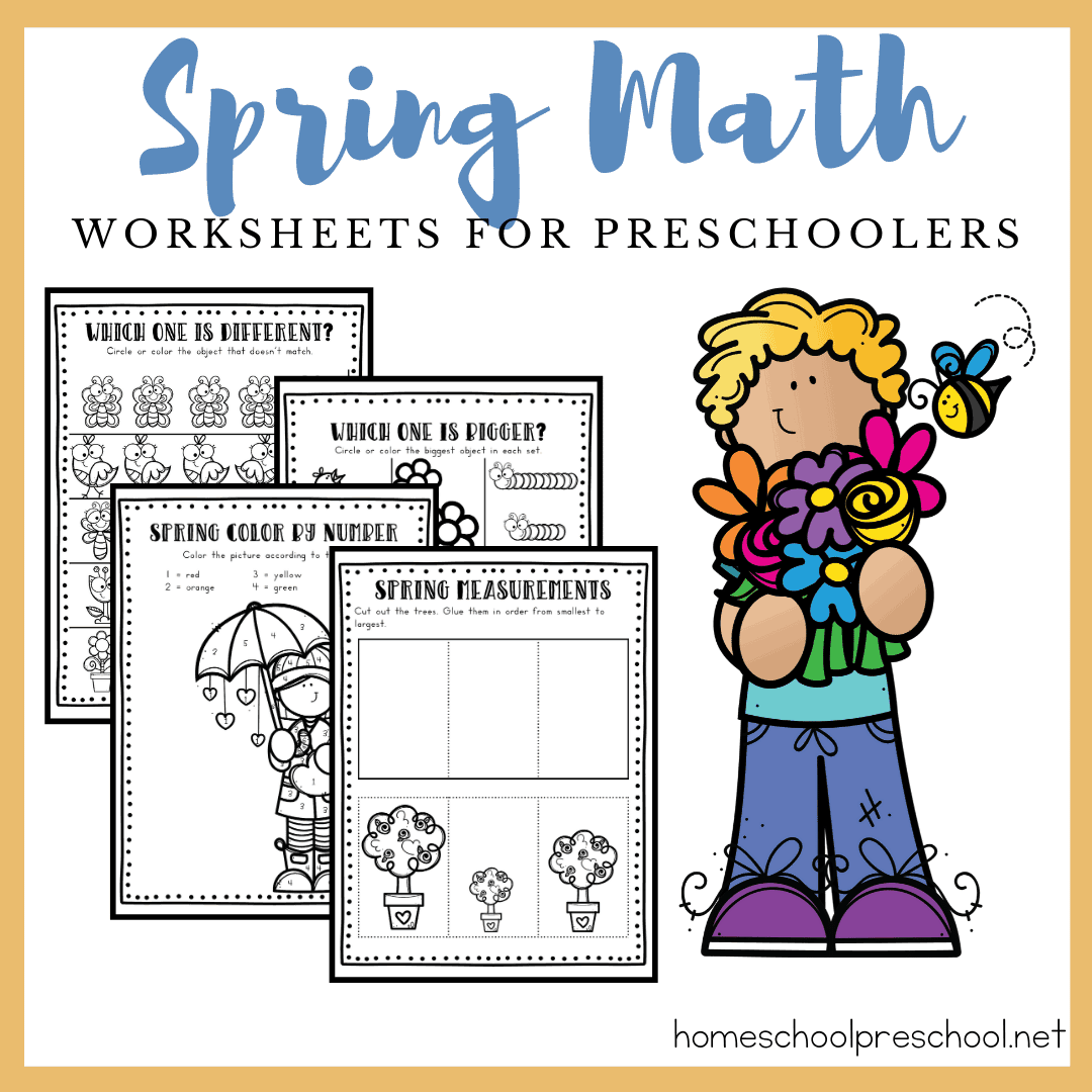 This set of spring math worksheets is a great way to engage preschoolers. Don't miss these print-and-go spring math activities!