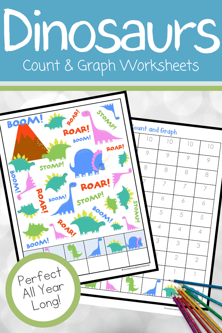 Dinosaur Count and Graph Worksheets
