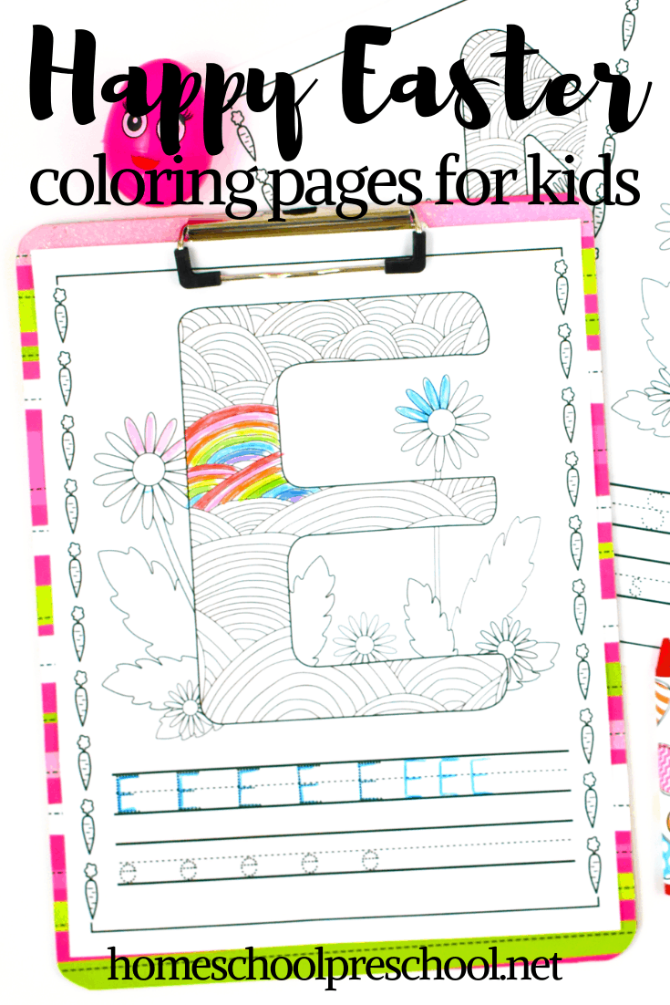 Kids will love completing these free Easter coloring pages for preschoolers! Then, they can be strung together to make an Easter banner.