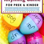 Save your plastic Easter eggs to create this Easter egg rhyming words game for preschool and kindergarten kiddos. Hands-on learning for the holidays!